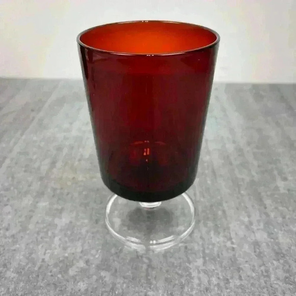 Ruby Red‎ wine glasses clear stems France 5" tall set of 3 - Picture 2 of 7